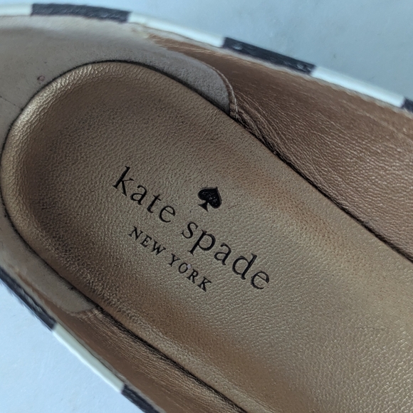 Kate Spade New York Trixie Gold Glitter Toe Black Striped Ballet Flat Shoes - Picture 6 of 13
